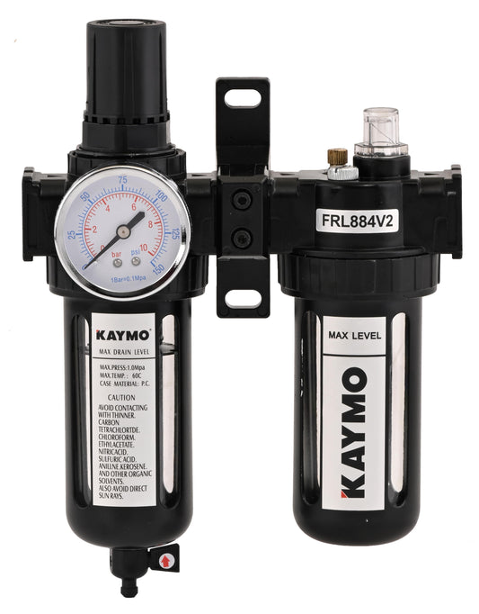 AIR FILTER REGULATOR + LUBRICATOR SET KAYMO 1/2" WITH GAUGE