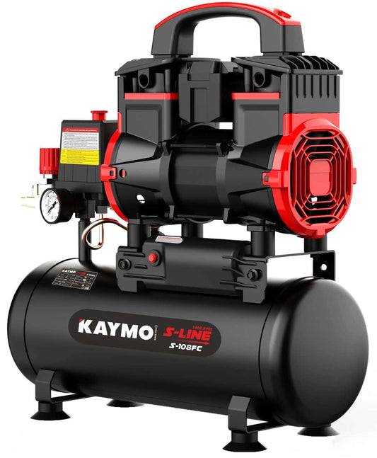 AIR COMPRESSOR KAYMO S-108FC 0.8HP 8LTR OILFREE-COPPER 1400 RPM - Kaymo Fastener