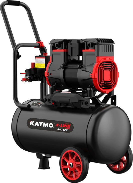 AIR COMPRESSOR KAYMO S-124FC 1HP 24LTR OILFREE-COPPER 1400 RPM - Kaymo Fastener
