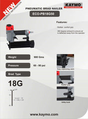 PNEUMATIC BRAD NAILER KAYMO ECO-18G50 - Kaymo Fastener Company