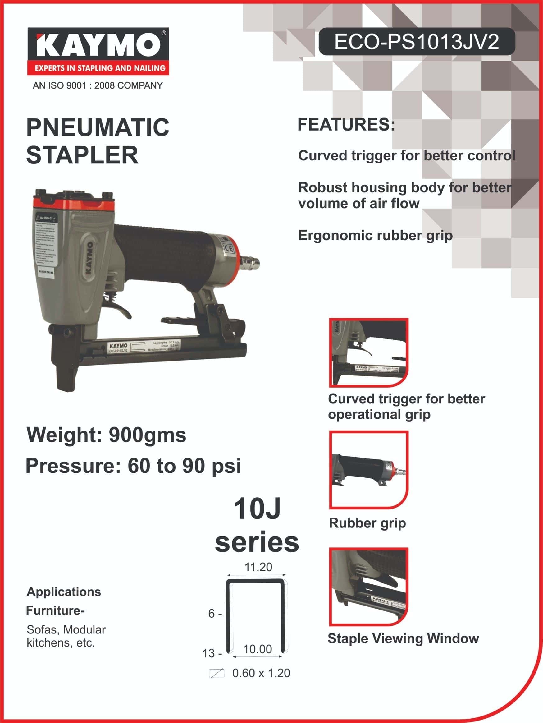 PNEUMATIC STAPLERS KAYMO ECO-1013JV2 - Kaymo Fastener Company