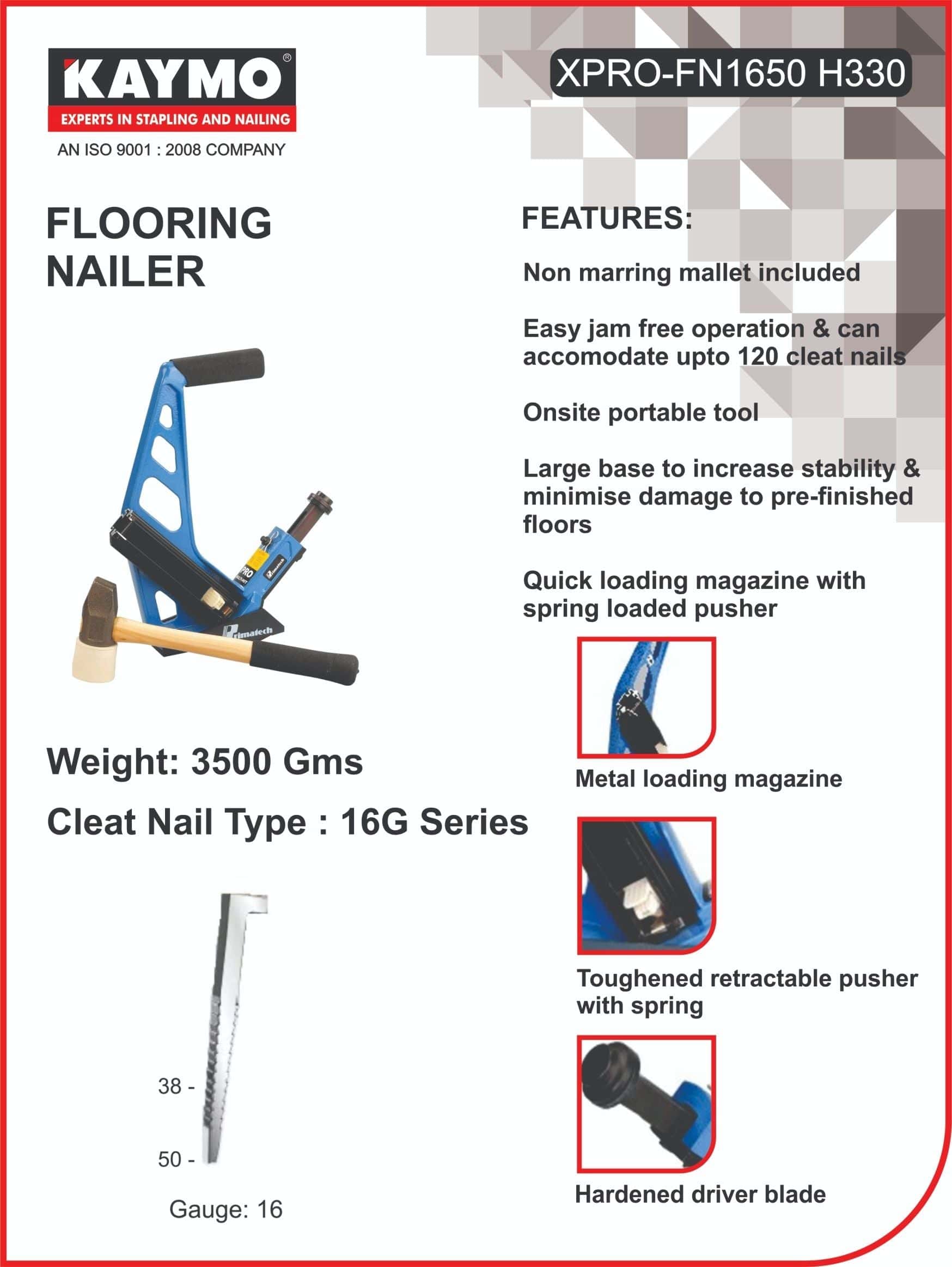 FLOORING NAILER PT MANUAL-H330 - Kaymo Fastener Company