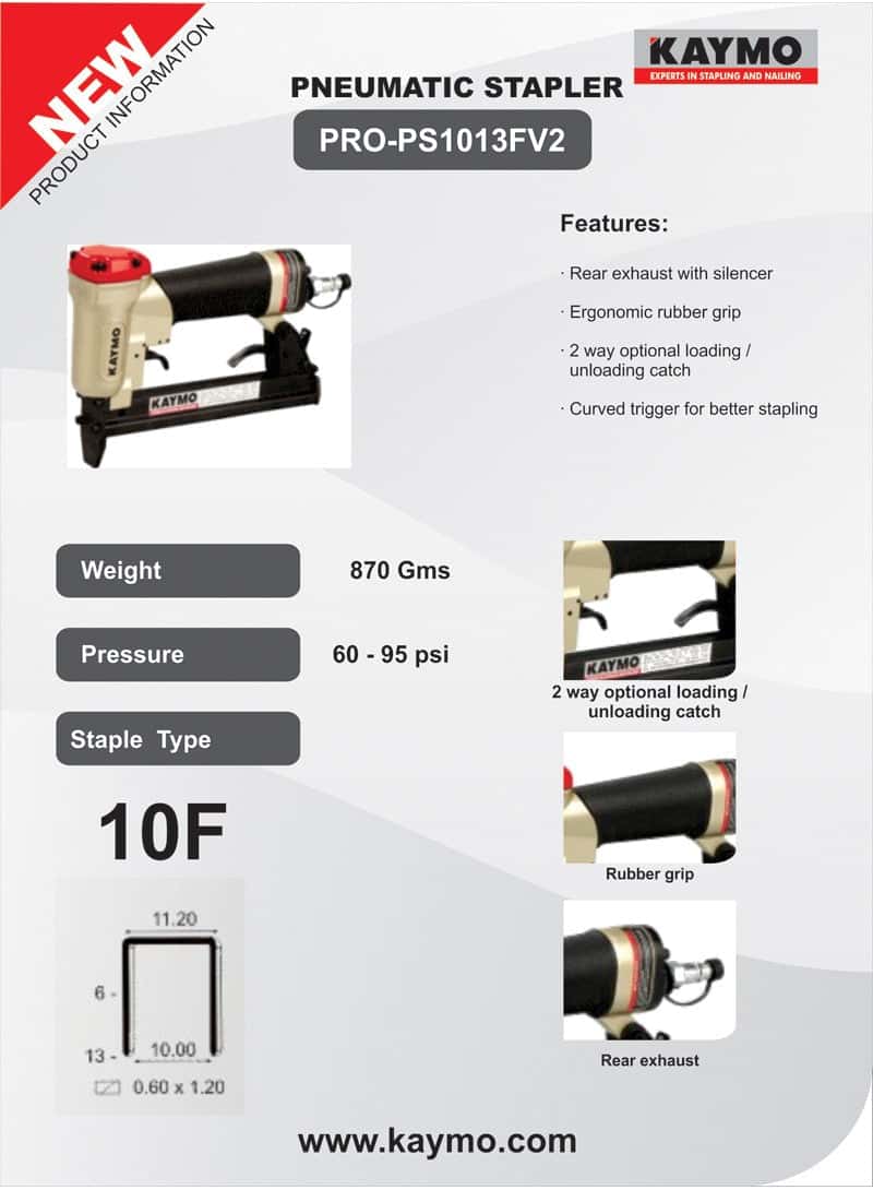 PNEUMATIC STAPLER KAYMO PRO-1013FV2 - Kaymo Fastener Company