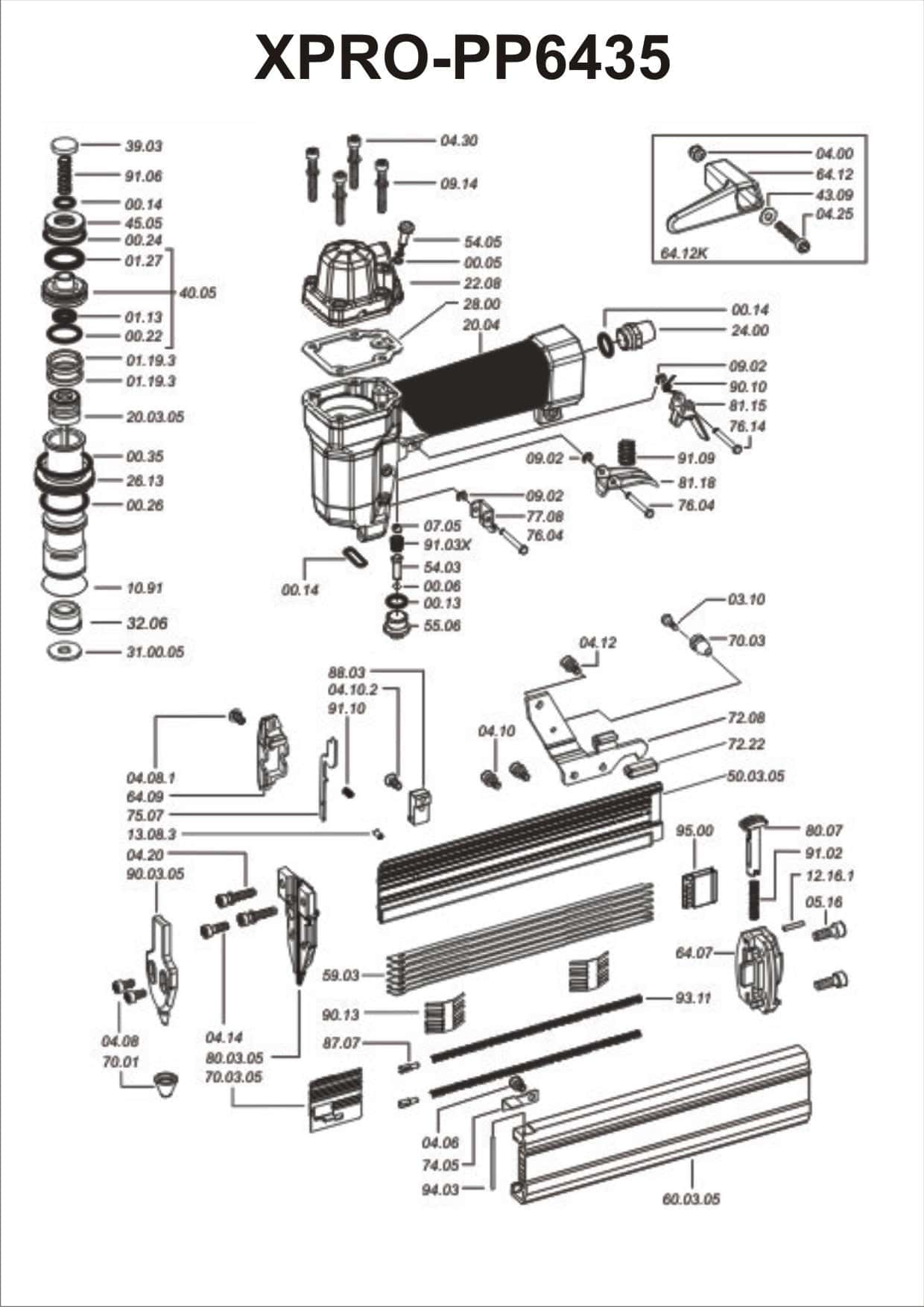PNEUMATIC PINNER OM XPRO-6435 - Kaymo Fastener Company