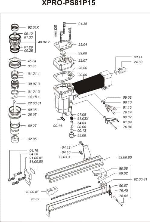 PNEUMATIC COMPOSITE STAPLER OM XPRO-81P15 - Kaymo Fastener